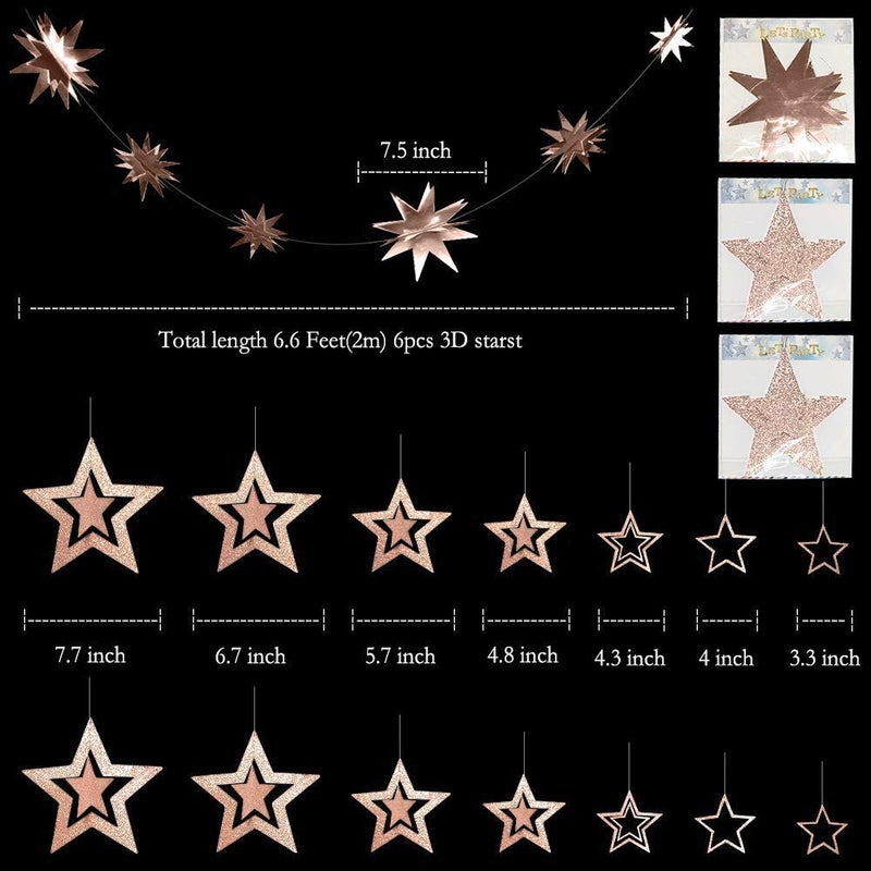 Decor365 Twinkle Star Garlands Champagne Gold Party Decorations Stars Banner Ceiling Hanging Decor Streamer Backdrop for Birthday Bachelorette Christmas New Year Eve Starry Night Theme Party Decor - Image 4